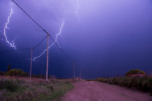 Electric Storm  in rural landscape , La Pampa Province, Patagonia, Argentina. photo