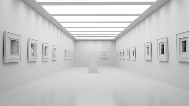 minimalist art gallery hosting an exhibition photo