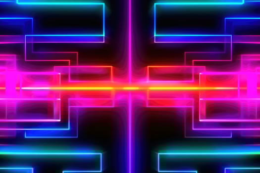 Abstract neon lights background created with technology. photo