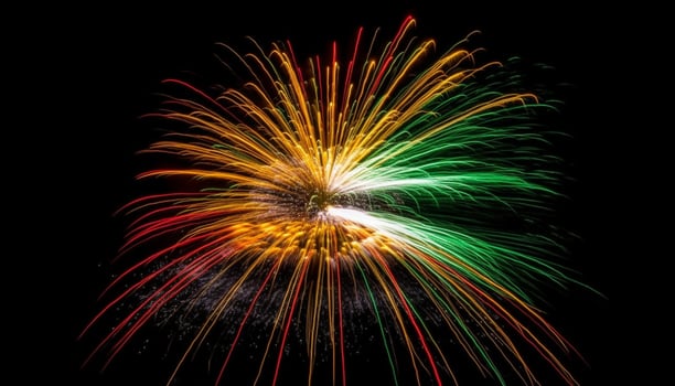 Fourth of July celebration Vibrant colors, glowing fireworks, illuminated night photo