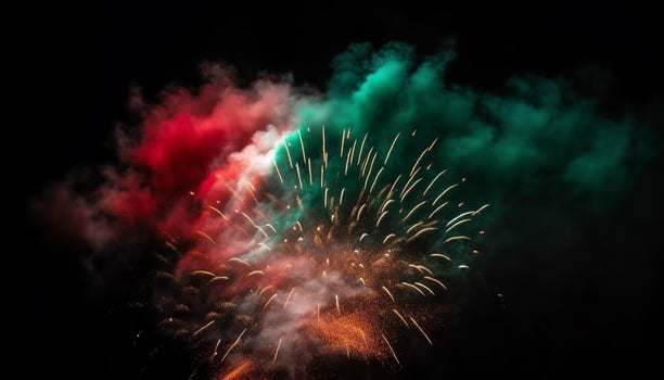 Fourth of July celebration ignites vibrant firework display in sky generated by AI photo