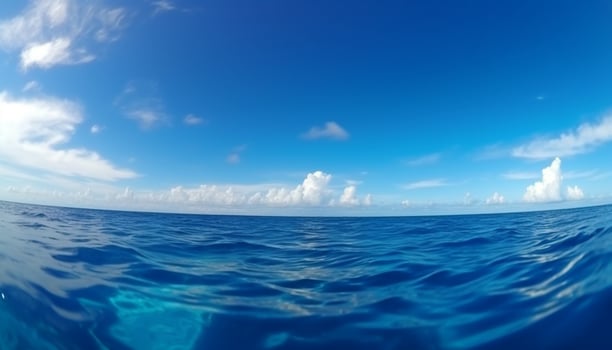 Transparent water surface reveals beauty in nature underwater adventure generated by AI photo