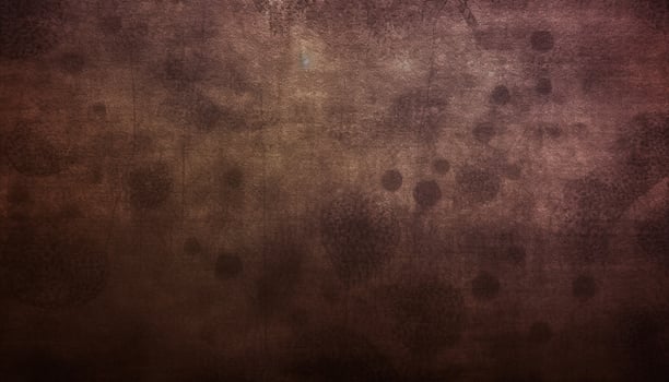 Rusty, weathered metal wall with spotted, mottled texture and vignette generated by AI photo