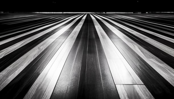 Futuristic architecture illuminates modern city with striped patterns and reflections generated by AI photo