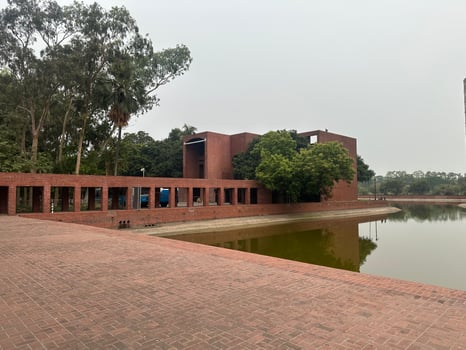 he Bangladesh National Parliament is located in the capital city of Dhaka. photo