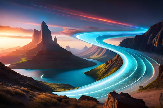 Vibrant color nebula world with magical glowing trails. . photo