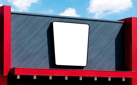 Mock up white background billboard on building with clipping path for mock up photo