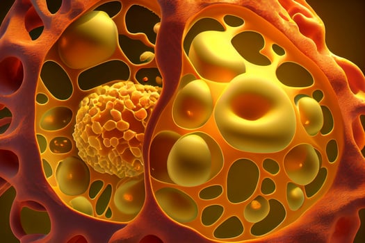 Cholesterol cell formation, fat, artery, vein, heart. Narrowing of a vein for fat formation. 3D rendering Medicine healthy. photo