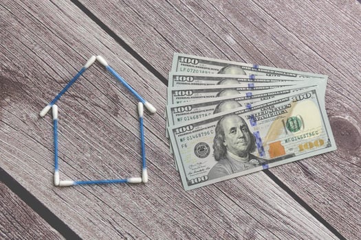 Real estate business,buy house, concept of savings in dollars photo
