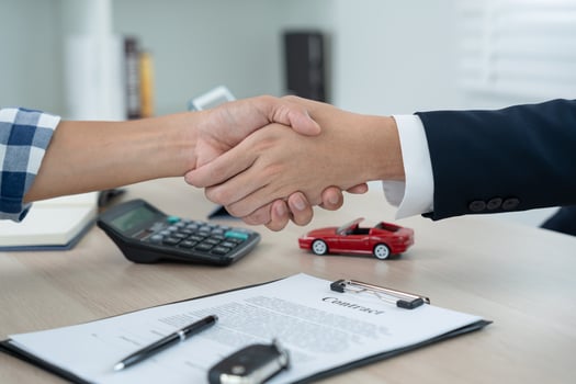 lease, rental car, sell, buy. Dealership shake hand customer for new Car. Sales, loan credit financial, rent vehicle, insurance, renting, Seller, dealer, installment, car care business photo