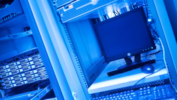 The server room tells the computer server that is working continuously. Convey the power and progress. photo