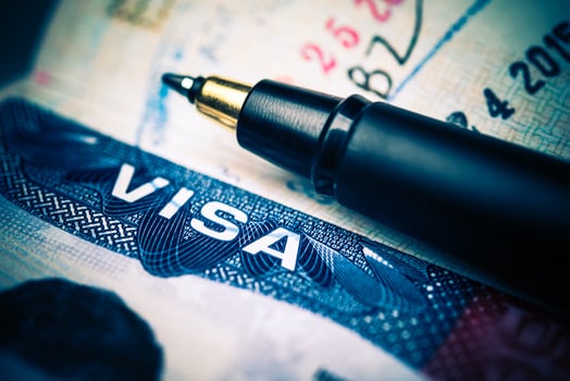 American Visa Macro Photo. Visa Issued By American Embassy photo