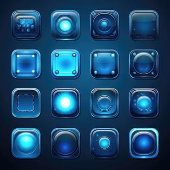 web blue glass button photo