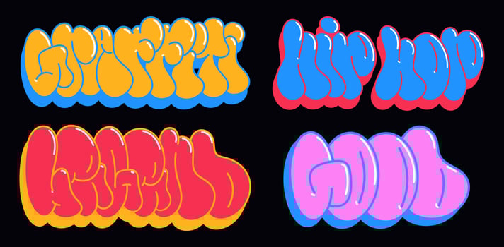 multicolored background, graffiti letters, bright colored inscriptions in the style of graffiti street art photo