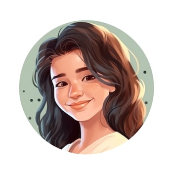 Portrait of smiling young girl for profile picture. Illustration photo