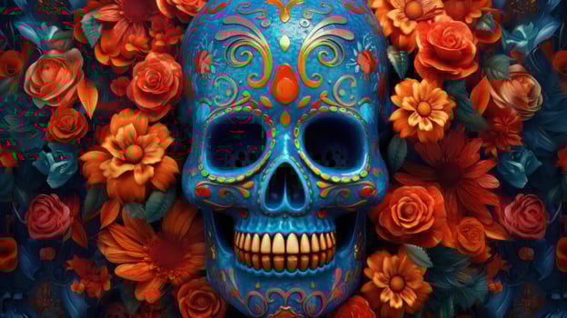Day of the dead, Dia de los muertos holiday poster. Illustration photo