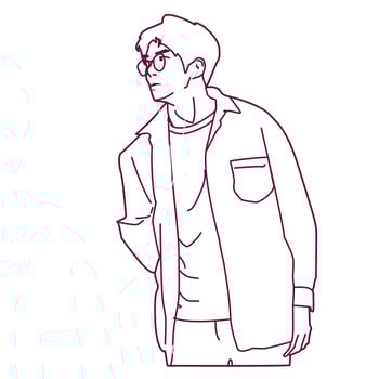 Expressive Sketch Portrait of a Youthful Man photo