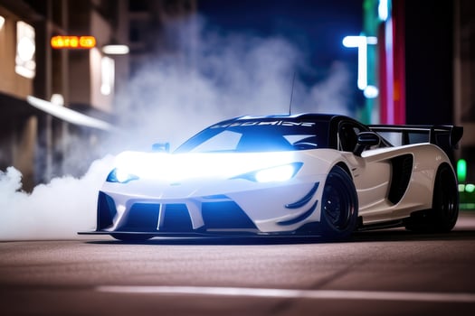 sport car racing in the city, street racer. photo