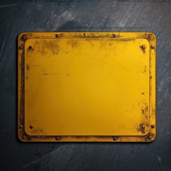 yellow sign in factory wall with copy space photo