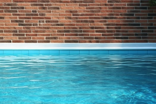 Charming swimming pool embraced by a classic brick wall photo