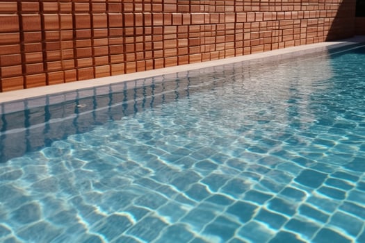 Scenic swimming pool harmonizing with a beautiful brick wall photo