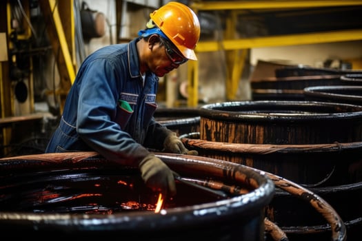 Man at work. Industrial worker at oil plant. photo