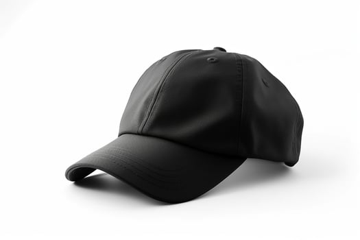 Understated Elegance, Realistic Black Cap Mockup on White Background photo