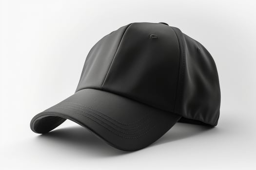Uncomplicated Design, Realistic Black Cap Mockup on White Background photo