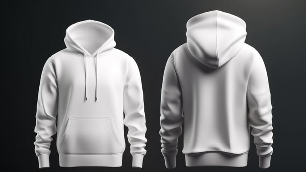 White hoodie mockup, empty and 3D, isolated on a plain background photo