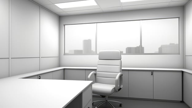 Interior of mobile container site office for construction site. Shipping container. Portable house and office cabins, illustration photo