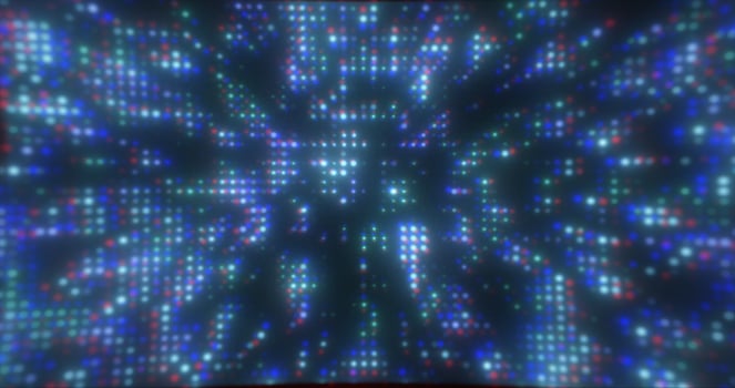 Abstract blue futuristic hi-tech energy particles dots and squares magical bright glowing background photo