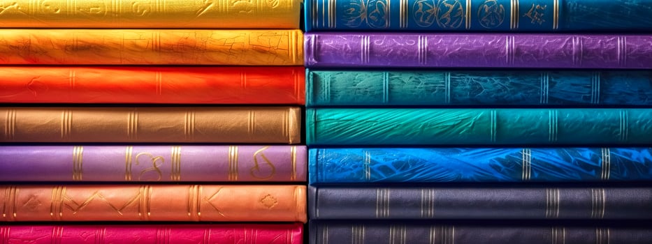 multi colored books on the shelf, made with photo