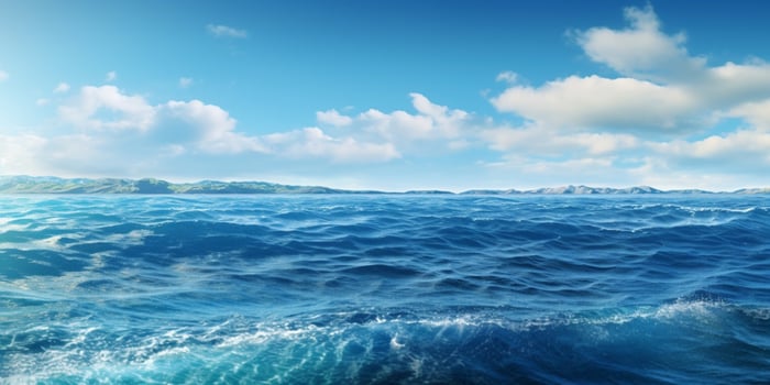 Blue ocean water copy space blurred background, photo