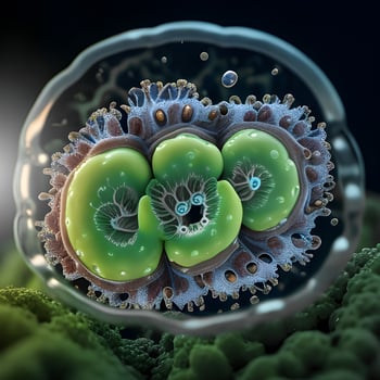 The concept, simulated 3D illustration of the cell membrane of bacteria cells in wastewater samples. Illustration for medical, science, biology, biochemistry, and scientific research. . photo