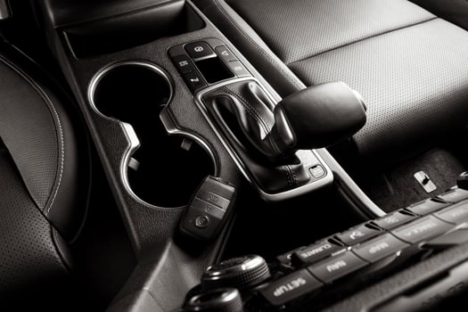 Automatic gear lever inside a new car photo