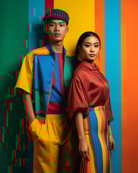 Asian model couple in modern fashion photo