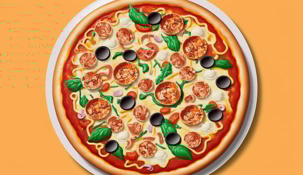 Pizza meal at gourmet pizzeria with fresh mozzarella , photo