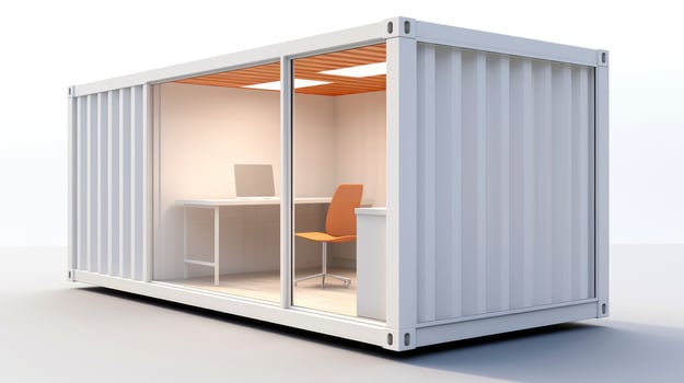 Mobile office buildings or container site office for construction site. Shipping container. Portable house and office cabins, illustration photo