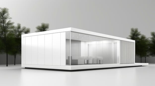 Mobile office buildings or container site office for construction site. Shipping container. Portable house and office cabins, illustration photo