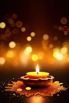 illustration of Puthandu Diwali Hindus background with gold ornament and bokeh background color, for Tamil New Year celebration, card, poster photo