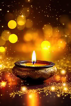 illustration of Puthandu Diwali Hindus background with gold ornament and bokeh background color, for Tamil New Year celebration, card, poster photo