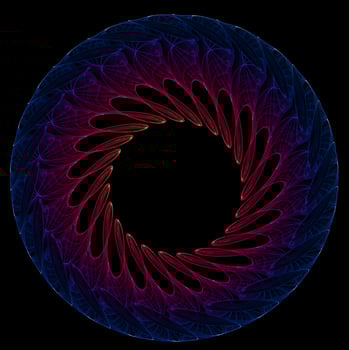 Dark blue and red sbtract circle and teardrop shapes photo