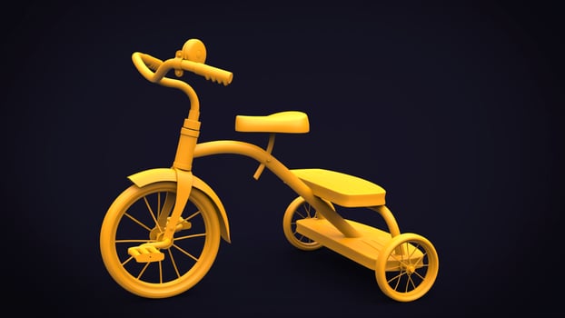 Vintage yellow toy tricycle photo