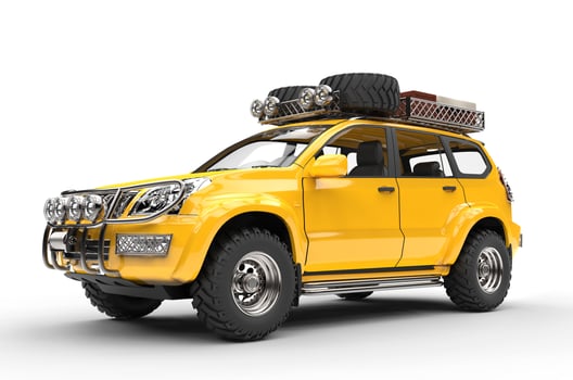 Big Yellow Modern SUV - packed photo