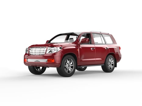 Dark Red SUV isolated on white photo