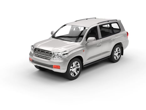 Silver SUV isolated on white background photo
