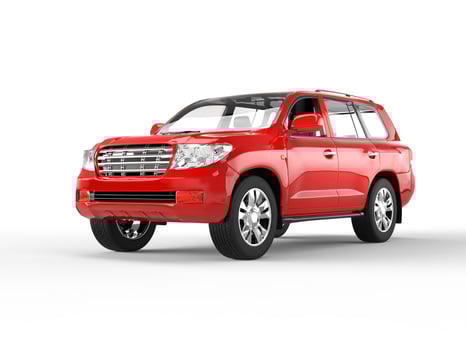 Red SUV on white background photo