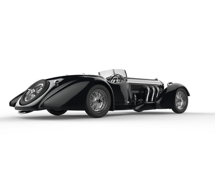Stylish vintage car - black - back side view photo
