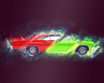Abstract muscle car illustration - red and green photo