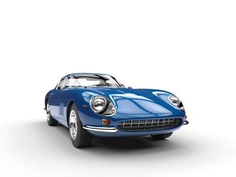 Blue vintage sports car - front view - isolated on white background photo